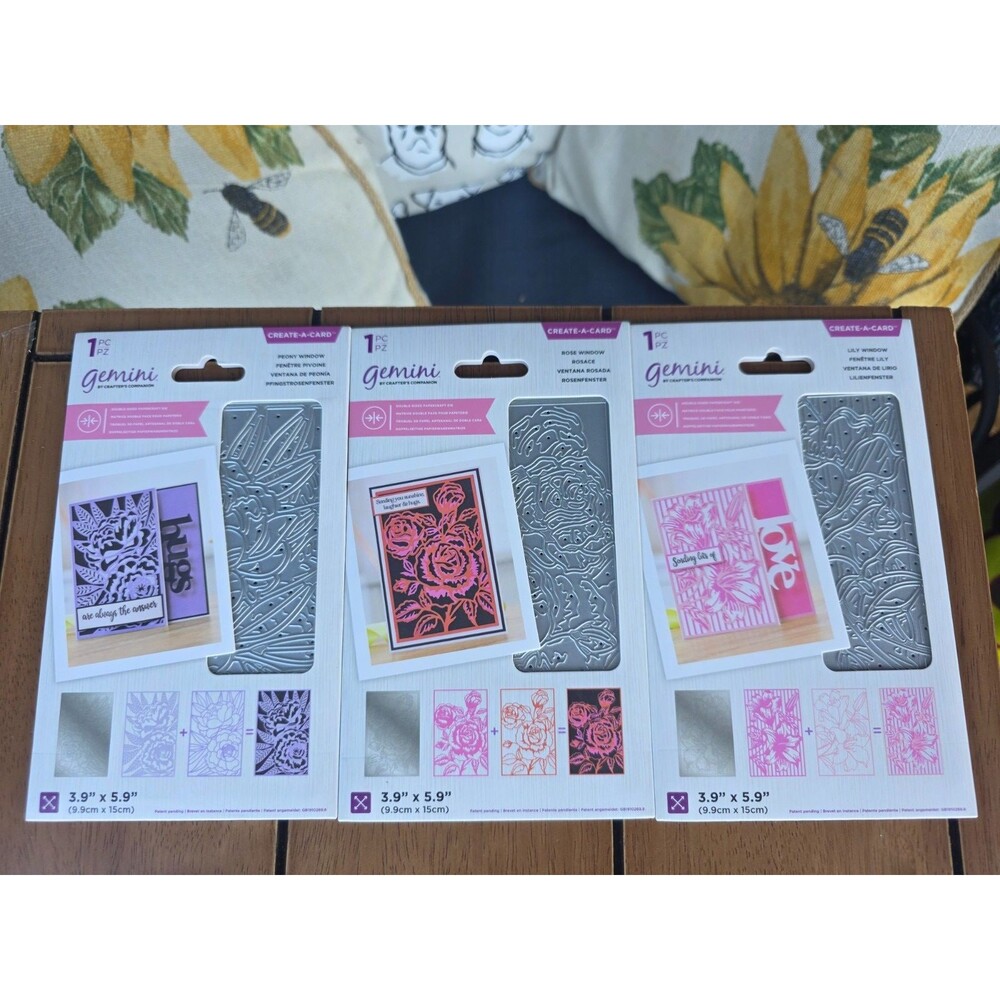 Gemini Crafter's Companion Create-A-Card Double-Sided Window Metal Lot Of 3